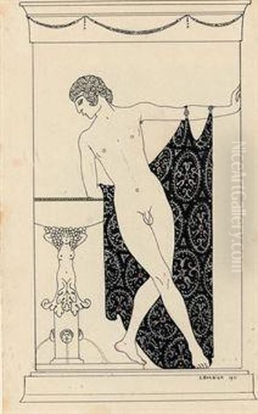 Nijinsky In Narcisse Oil Painting by Georges Barbier