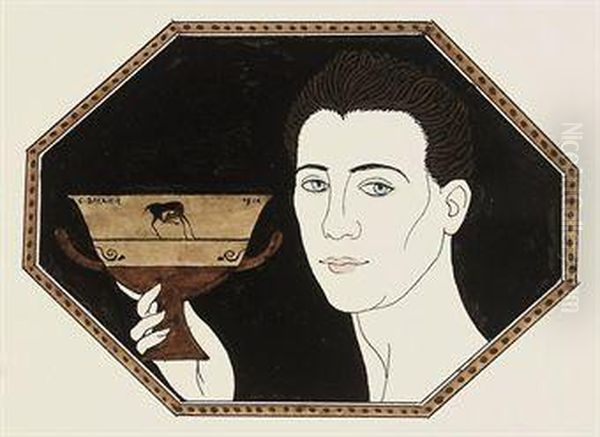 Bas-relief Of Nijinsky Holding A Greek Vase From L'apres-midi D'unfaune Oil Painting by Georges Barbier