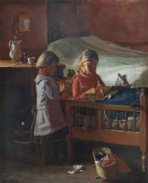 Opening Presents Oil Painting by Hans Andreasen Hessellund