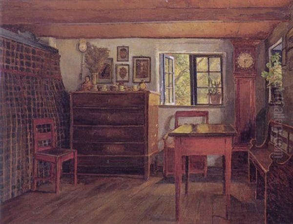 Bondestueinterior Oil Painting by Hans Andreasen Hessellund