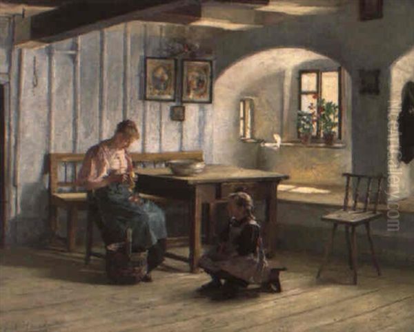 The Treat Oil Painting by Gustav August Hessl