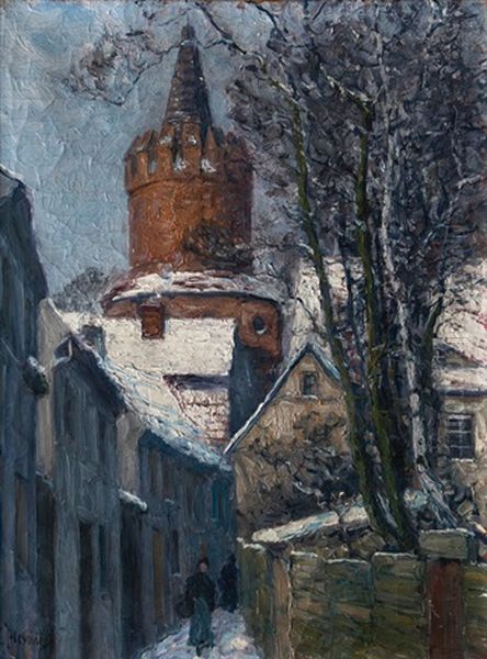 Tower In Prenzlau Oil Painting by Carl Hessmert