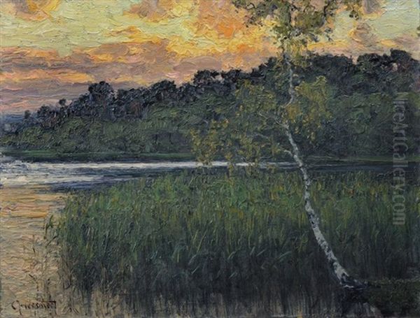 Sommerabend Am See Oil Painting by Carl Hessmert