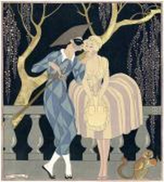 Personnages De Comedie Oil Painting by Georges Barbier