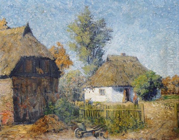 Village In Pomerania Oil Painting by Carl Hessmert