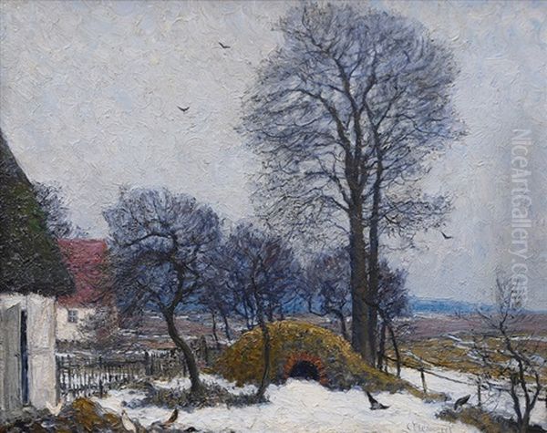 Winter Landscape In Pomerania Oil Painting by Carl Hessmert