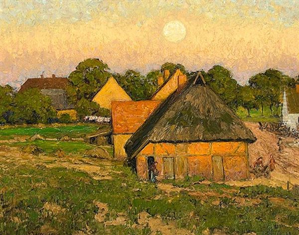 Dorf In Der Abendsonne Oil Painting by Carl Hessmert