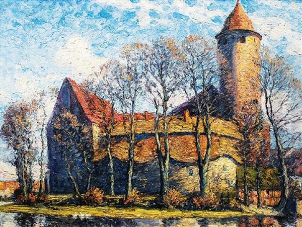 Schlos Schivelbein (swidwin) Oil Painting by Carl Hessmert