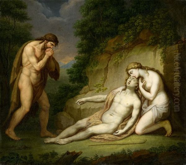 Mythologische Szene Mit Beweinung Oil Painting by Janos Mihaly Hesz