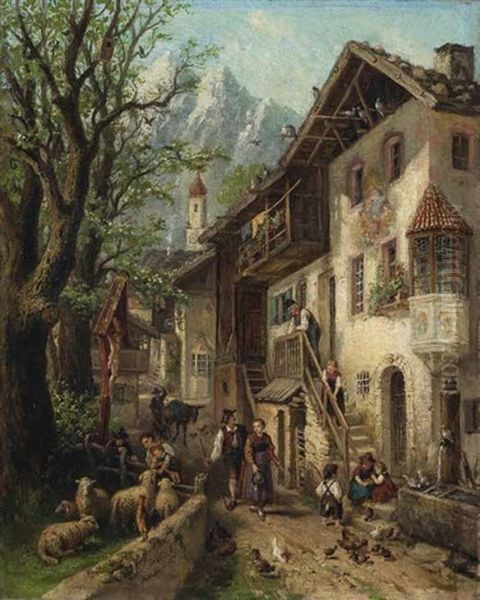 Berchtesgaden, Im Hintergrund Die Reiteralm Oil Painting by Karl Hetz