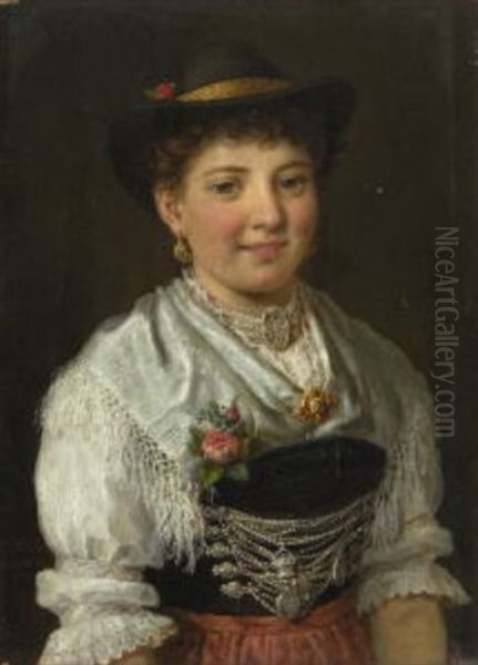 Dirndl Oil Painting by Karl Hetz