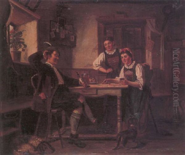 Telling His Fortune Oil Painting by Karl Hetz