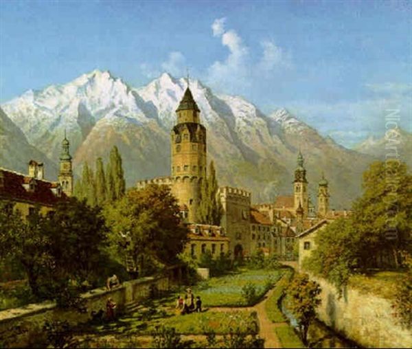 Ansicht Von Solbad Hall Oil Painting by Karl Hetz