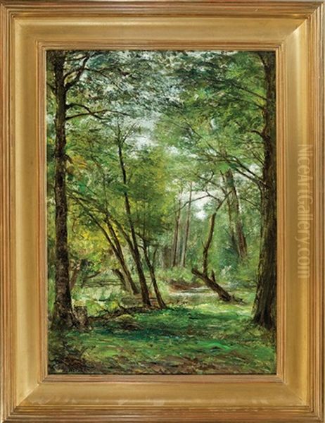 Creek In The Woods Oil Painting by George Hetzel