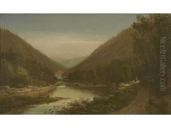 Figures On The Conemaugh River Oil Painting by George Hetzel