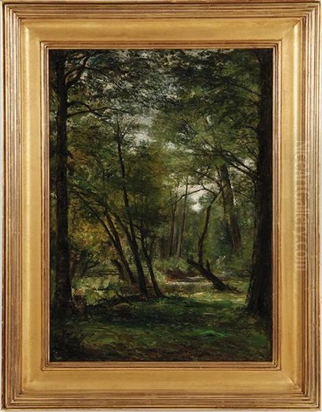 Creek In The Woods Oil Painting by George Hetzel