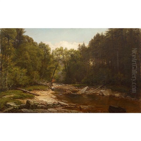 Pennsylvania Landscape With Stream Oil Painting by George T. Hetzel