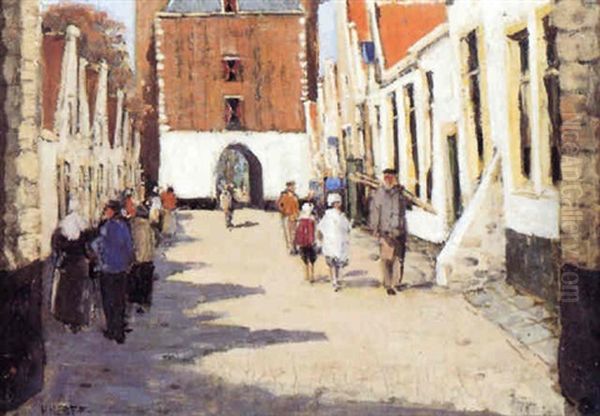 Stadsgezicht Met Stadspoort Oil Painting by Herman Heuff