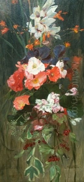 Floral Still Lifes (2 Works) Oil Painting by Ludwig Heupel-Siegen