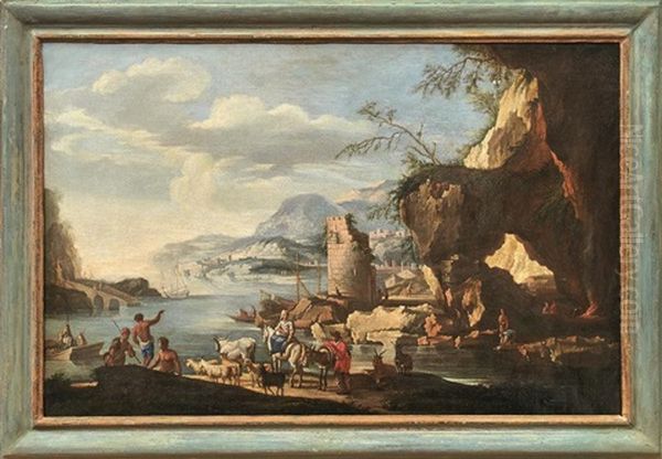 Sudliche Flusslandschaft Oil Painting by Jacob De Heusch