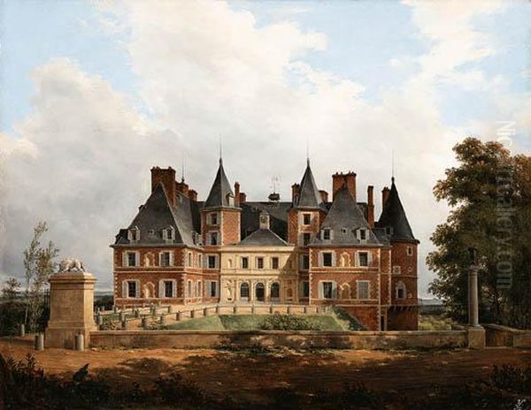 A Chteau In A Landscape Oil Painting by Nicolas Alexandre Barbier