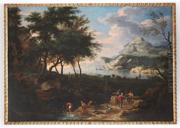 Paesaggio Marino Con Ruscello Ed Oil Painting by Jacob De Heusch