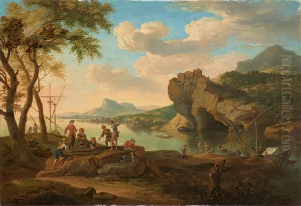 Sudliche Hafenszene Oil Painting by Jacob De Heusch