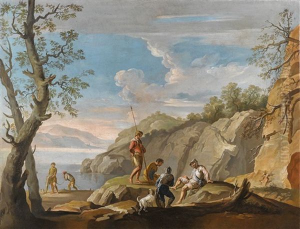 Figuren In Einer Landschaft Oil Painting by Jacob De Heusch