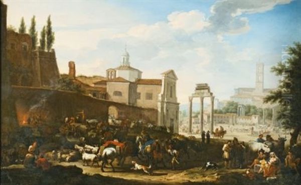 The Campo Vaccino, Rome Oil Painting by Jacob De Heusch