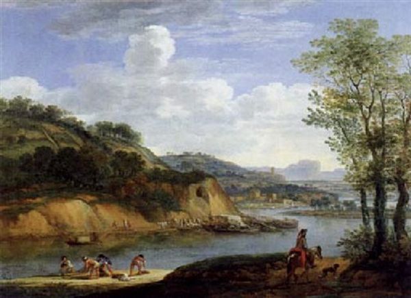 Fluslandschaft Mit Fischern Oil Painting by Jacob De Heusch