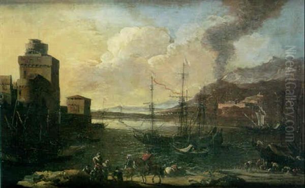 Scene De Port Mediterraneen Oil Painting by Jacob De Heusch