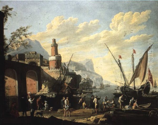 Scene De Port Oil Painting by Jacob De Heusch