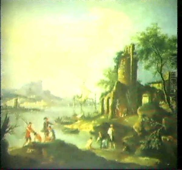 Belebte Kustenlandschaft Oil Painting by Jacob De Heusch