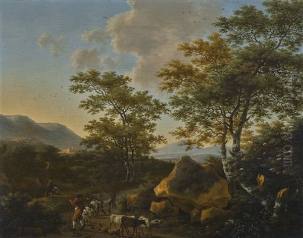 Italianate Landscape With Shepherds Oil Painting by Willem de Heusch