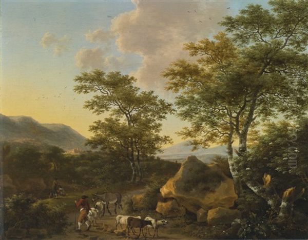 Italianate Landscape With Shepherds Oil Painting by Willem de Heusch