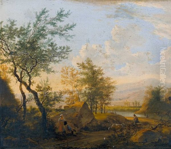 Abendliche Pastorale Landschaft Mit Staffage Oil Painting by Willem de Heusch