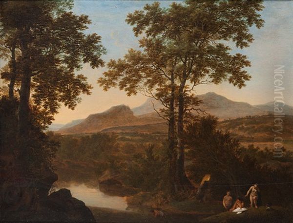 Italienische Landschaft Mit Badenden Frauen Oil Painting by Willem de Heusch