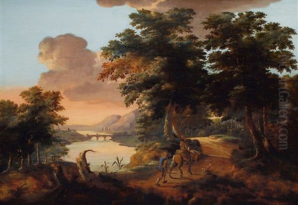 Italianisierende Landschaft Mit Jagern Oil Painting by Willem de Heusch