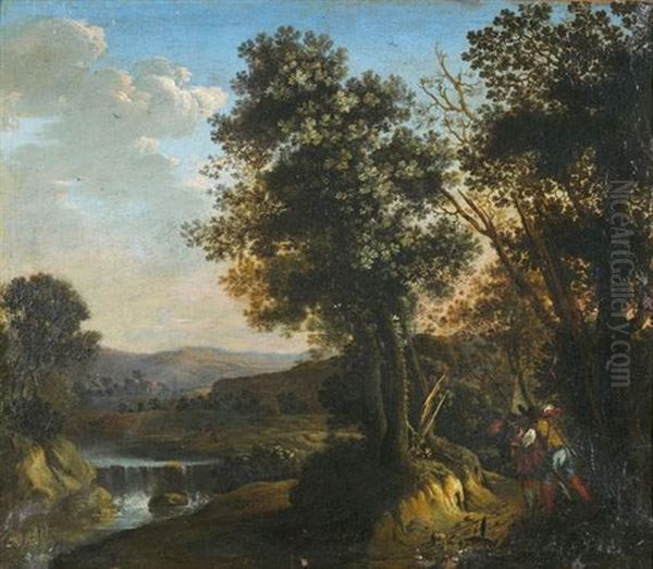 Promeneur Dans Un Sous Bois En Bordure De Riviere Oil Painting by Willem de Heusch