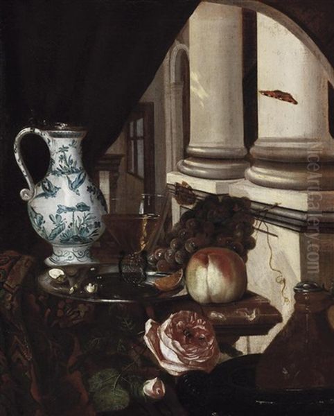 Palastinterieur Mit Einem Stilleben Oil Painting by Willem de Heusch