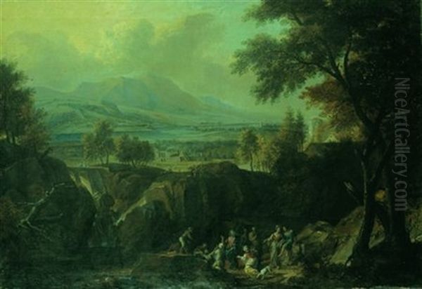 Le Christ Dans Un Vaste Paysage Rocheux Oil Painting by Willem de Heusch