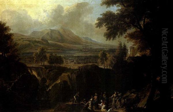 Le Christ Dans Un Vaste Paysage Oil Painting by Willem de Heusch