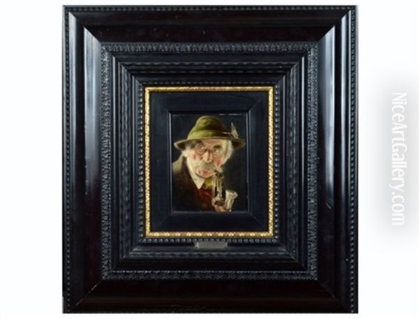 Untitled, Tyrolean Gentleman With Pipe Oil Painting by Carl Heuser