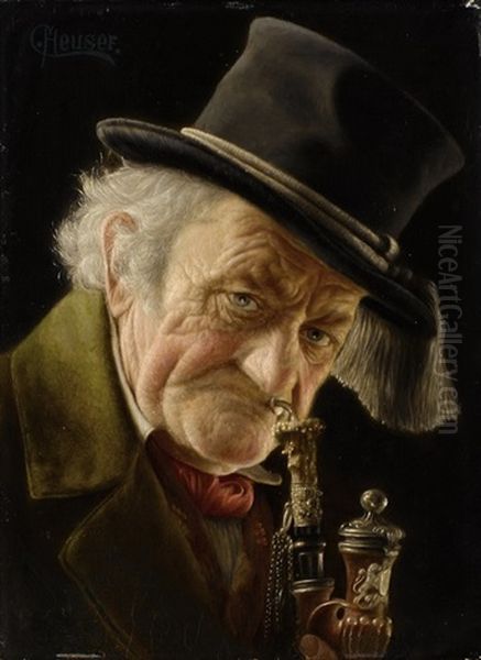 Pfeifenraucher Oil Painting by Christian Heuser