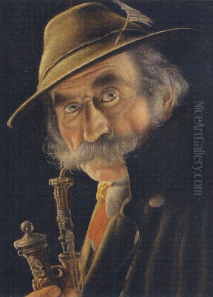 Elderly Peasant Oil Painting by Christian Heuser