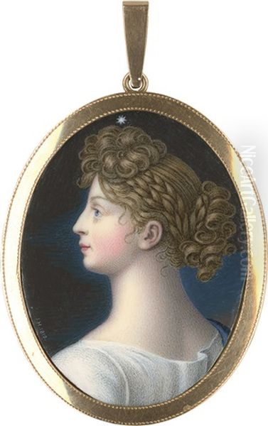 Bildnis Der Konigin Luise Von Preusen (1776-1810) Im Profil Oil Painting by Johann Heusinger