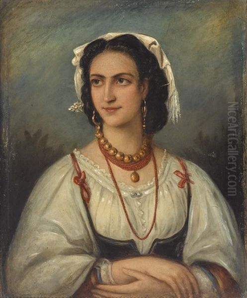 Bildnis Einer Italienerin Oil Painting by Eduard von Heuss