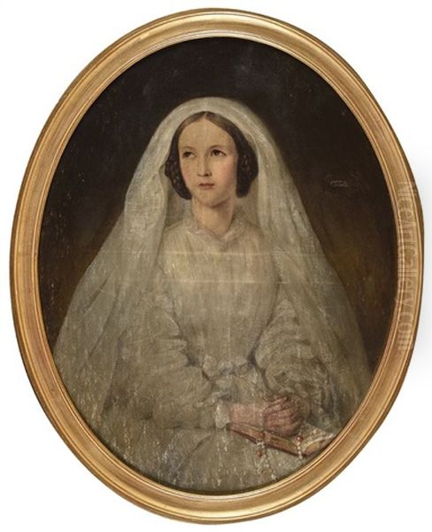 Hortense De Tascher De La Pagerie En Premiere Communiante Oil Painting by Eduard von Heuss