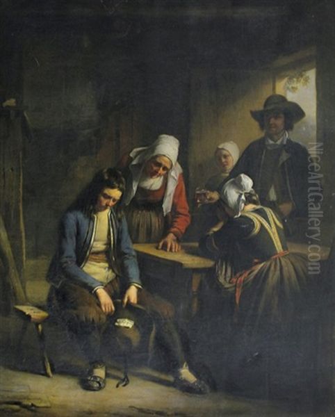 La Conscription Oil Painting by Theodore Bernard de Heuvel