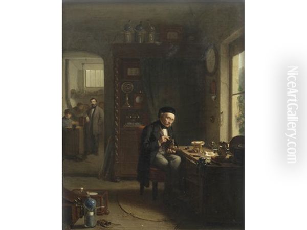 The Clock Maker Oil Painting by Theodore Bernard de Heuvel